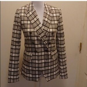 Maison d' amelie  Paris double-breasted plaid blazer fitted career